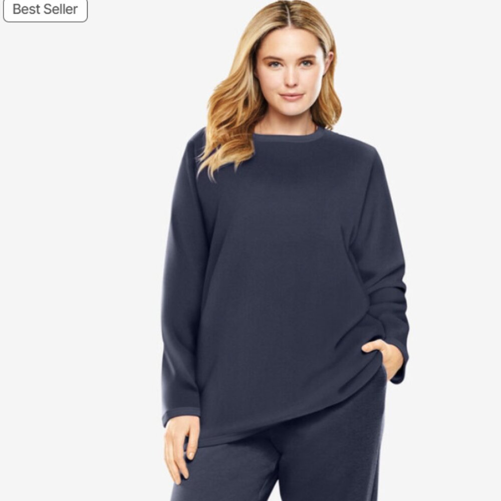 Woman Within Navy Fleece Sweatshirt 4X (34/36)